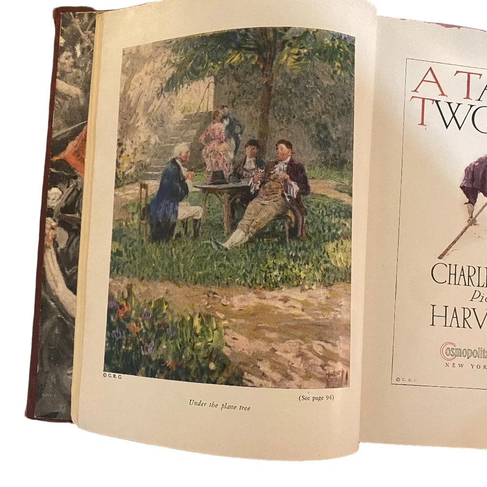 Charles Dickens Maroon Cloth Harvey Dunn Tale‎ of Two Cities Hardcover 1921